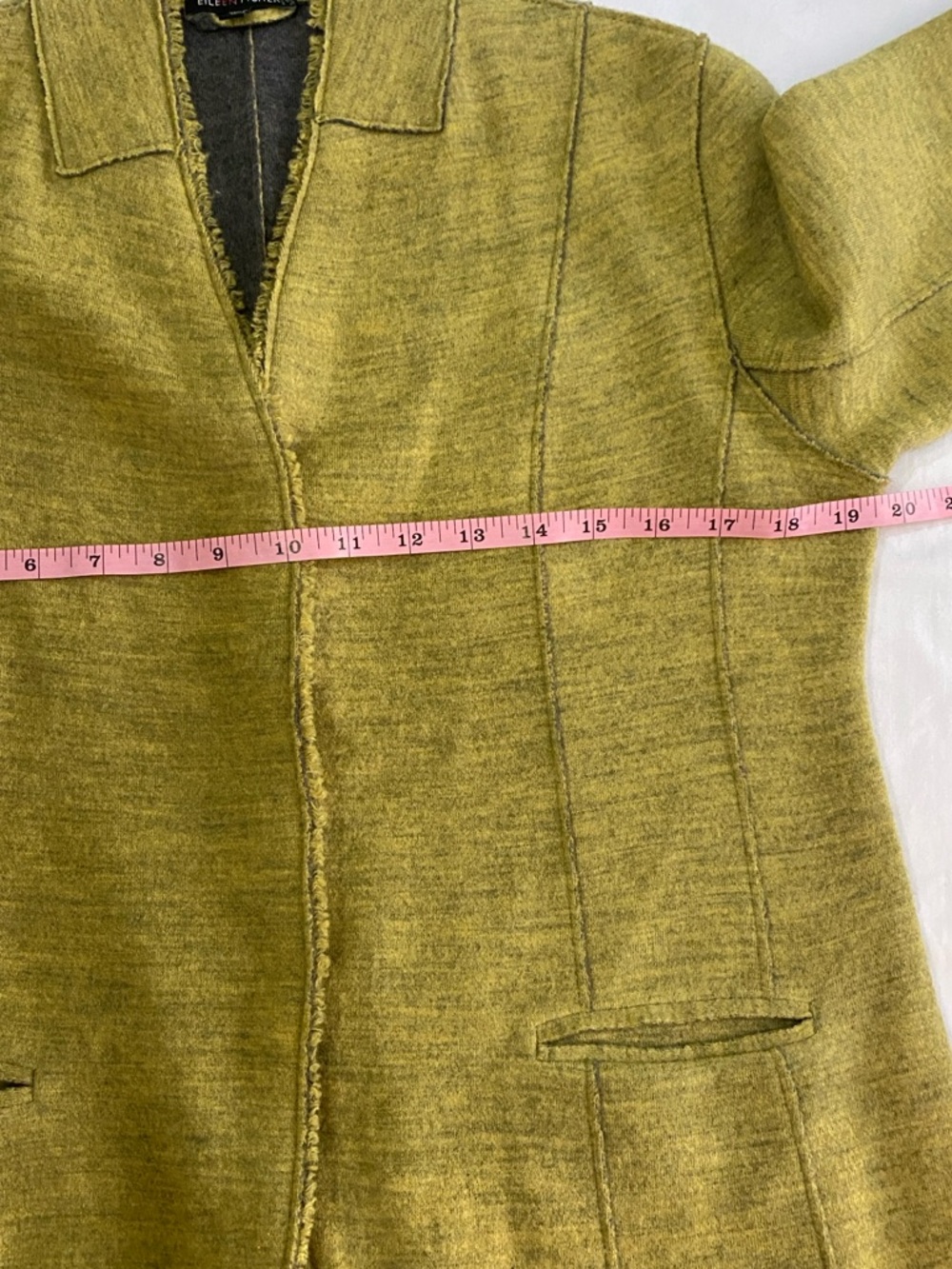 EILEEN FISHER Moss Green Heather Merino Wool Tailored Knit Sweater Blazer M - Picture 8 of 9